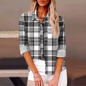 Blair Black White Checkered Flannel